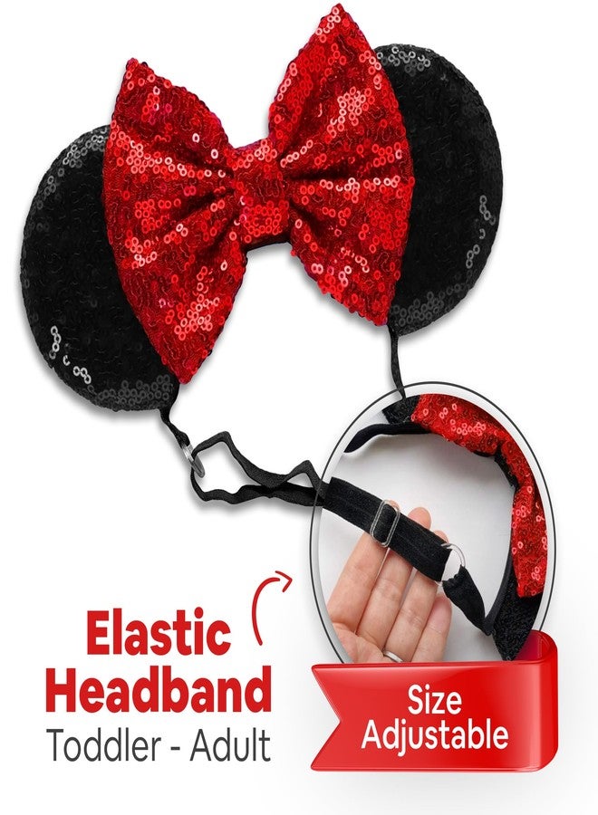 SAMARKAND Shiny Sequin Minnie Bow Headbands - Elastic, Adjustable, and Headache-Free - Glitter Mouse Ears for Girls and Women (Classic) - Image 5